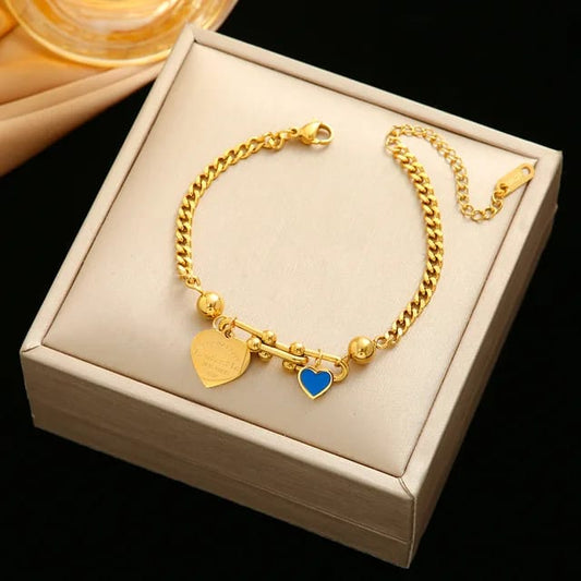 Model No. 419 Gold Plated Heart Shape Chain Bracelet