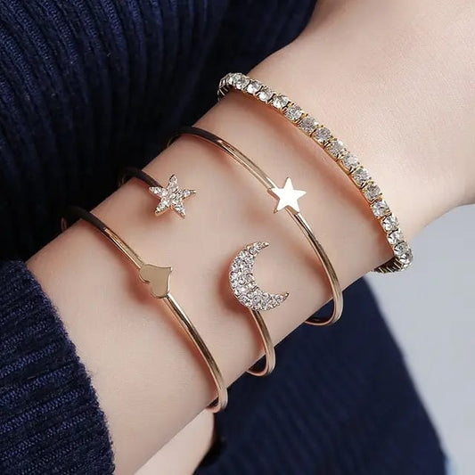 Model 216 Pack of Four Moon Star Rose Gold Bracelet