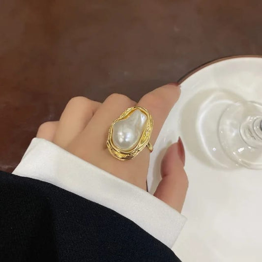 Model No. 406 Gold Plated White Pearl Ring