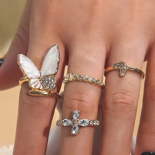 Model 227 Pack of 4 Fancy Butterfly Shape Western Ring